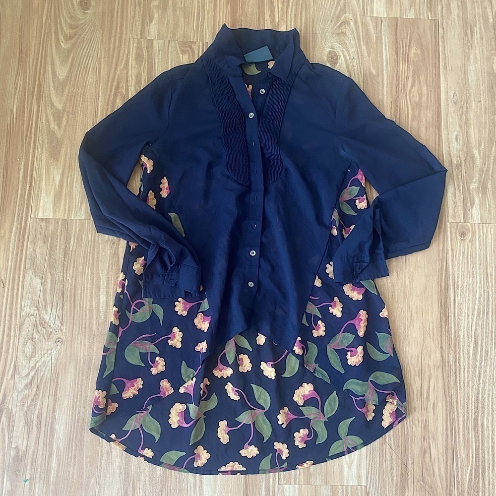 Maeve Anthropologie Button Up Floral Blouse